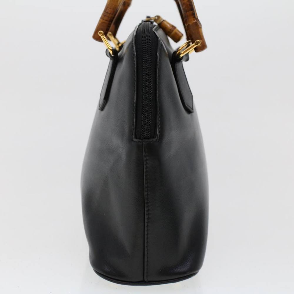 GUCCI Bamboo Hand Bag Leather 2way Black Auth 45974 - Picture 3 of 16